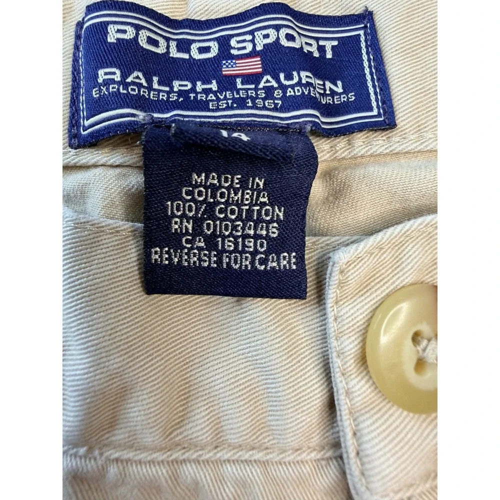 Polo Sport Ralph Lauren Khaki Cargo Pants 14 Tan Cotton Zip Off Convertible Vtg